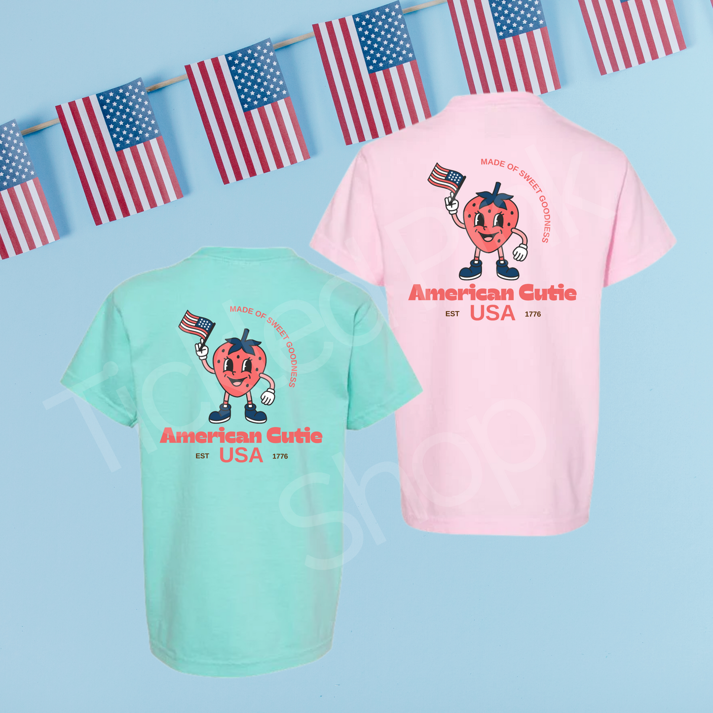 Patriotic Strawberry Cutie CC Tee-2 Colors (Youth/Adult)
