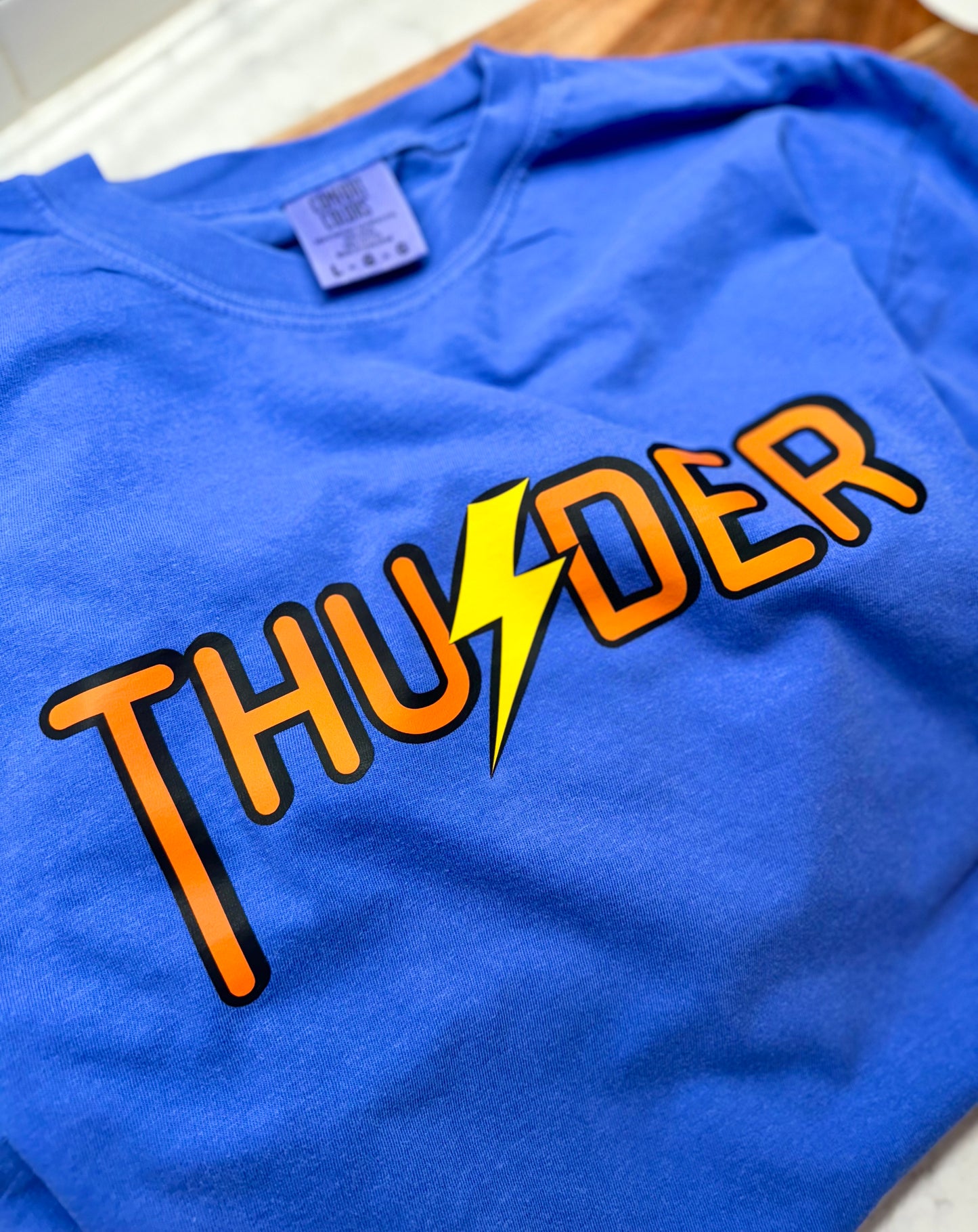 Thunder Up Tee- Flo Blue