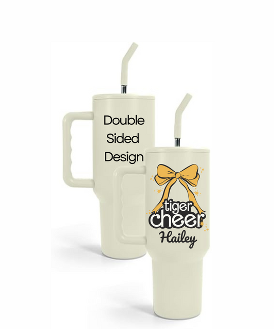 40oz Tiger Cheer Tumbler (Customize Optional) 3 Color Options