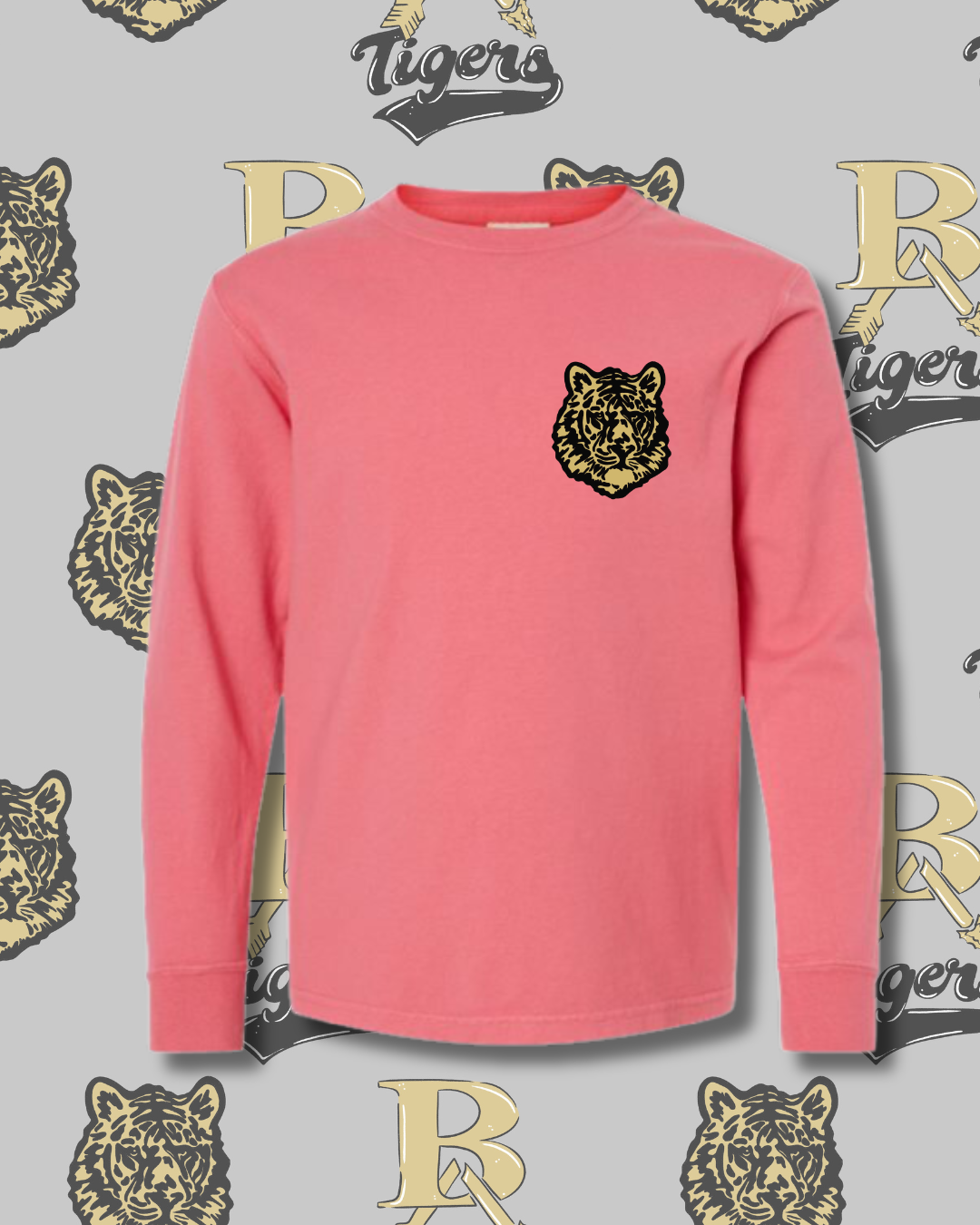 Retro Tigers Long Sleeve Tee Youth/Adult Sizes (3 Colors Available)