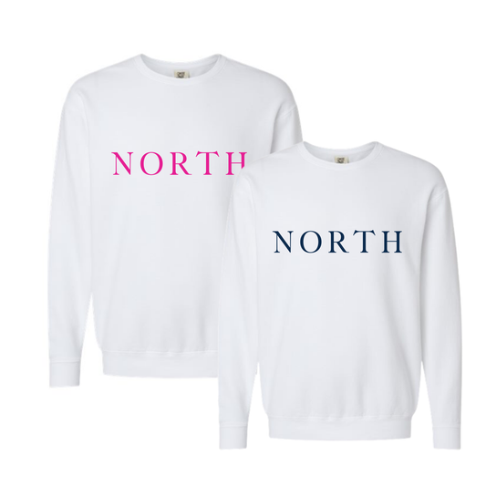 North Lightweight Sweatshirt- White (2 Color Letter Option)