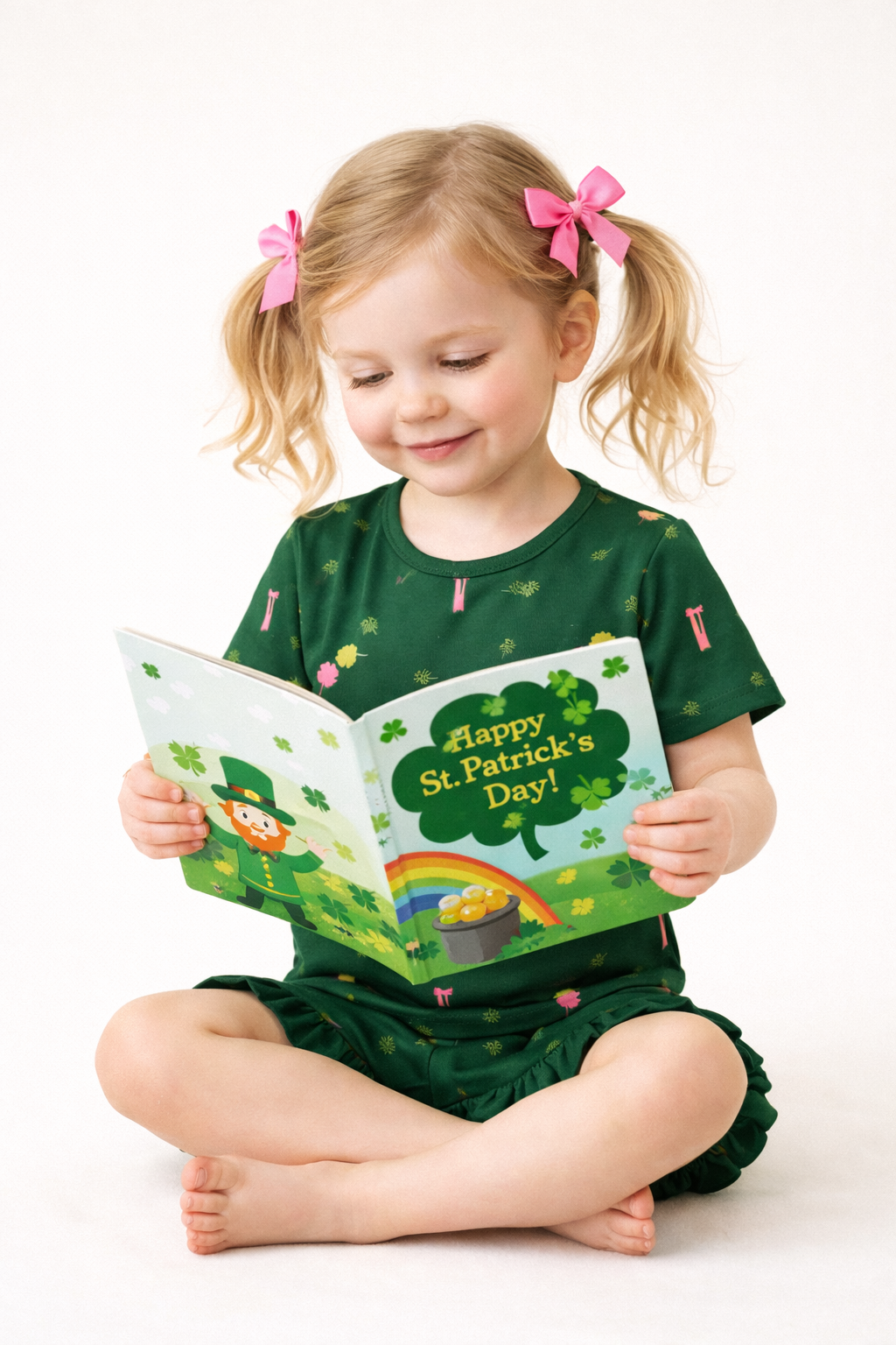 Lucky Clover Toddler Ruffle Shorts Set
