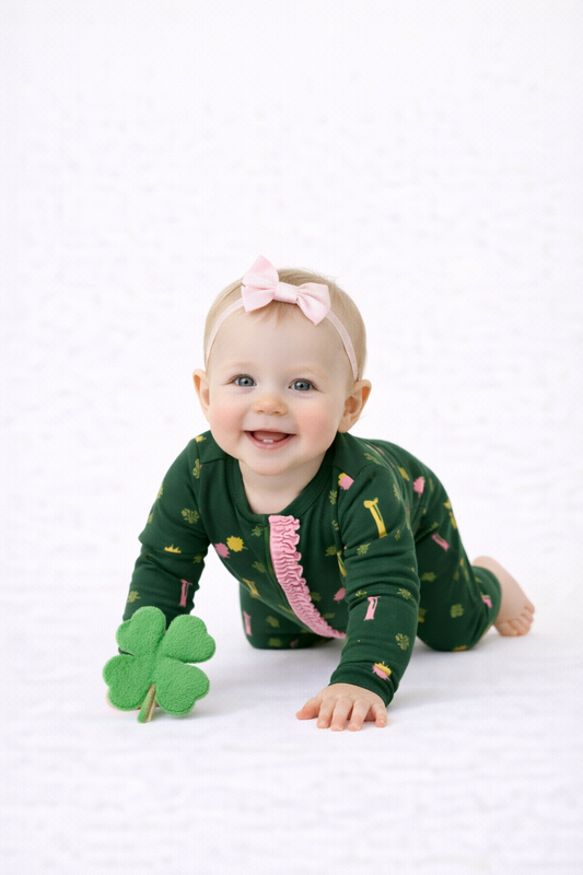 Lucky Clover Infant Zipper Onsie