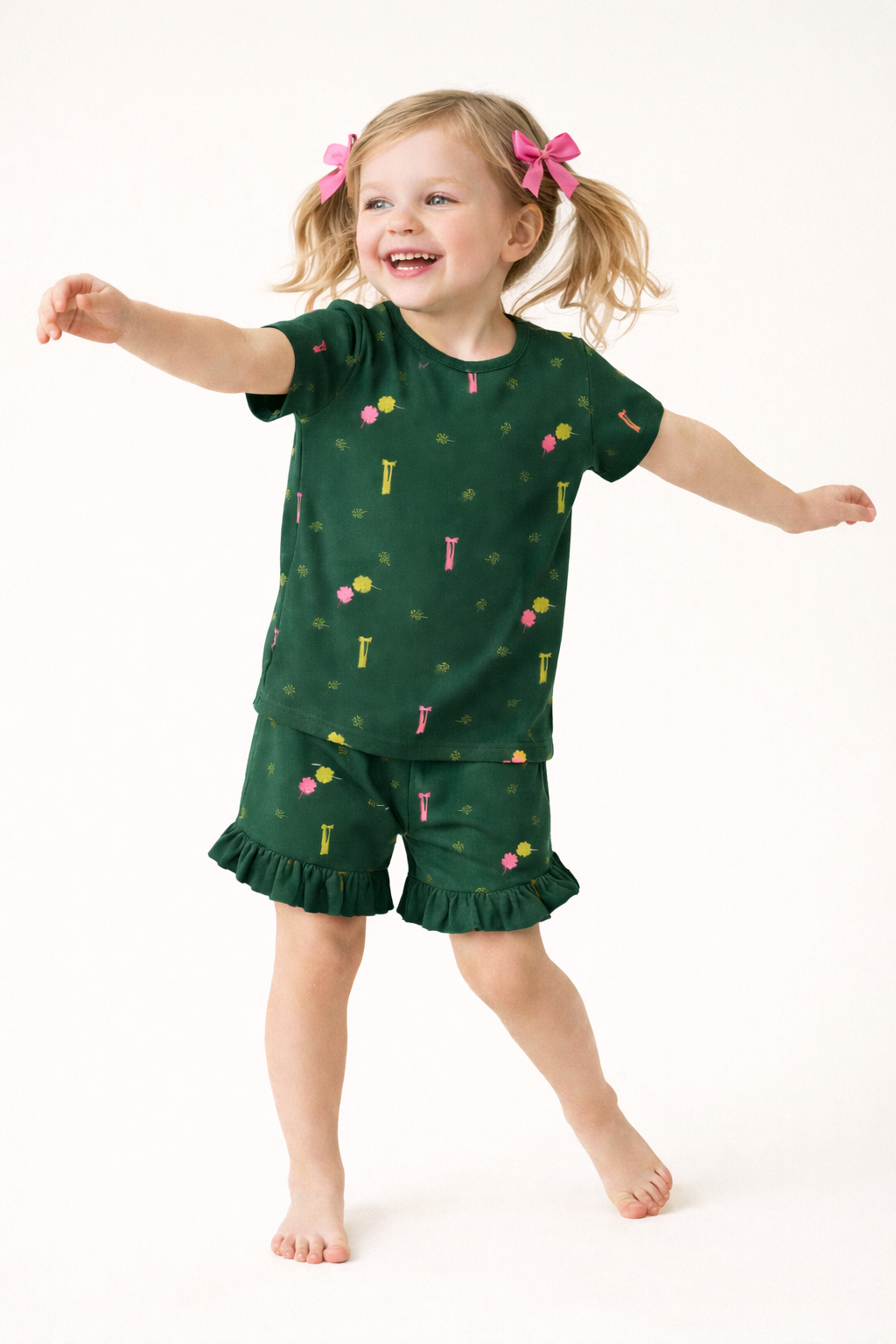 Lucky Clover Toddler Ruffle Shorts Set