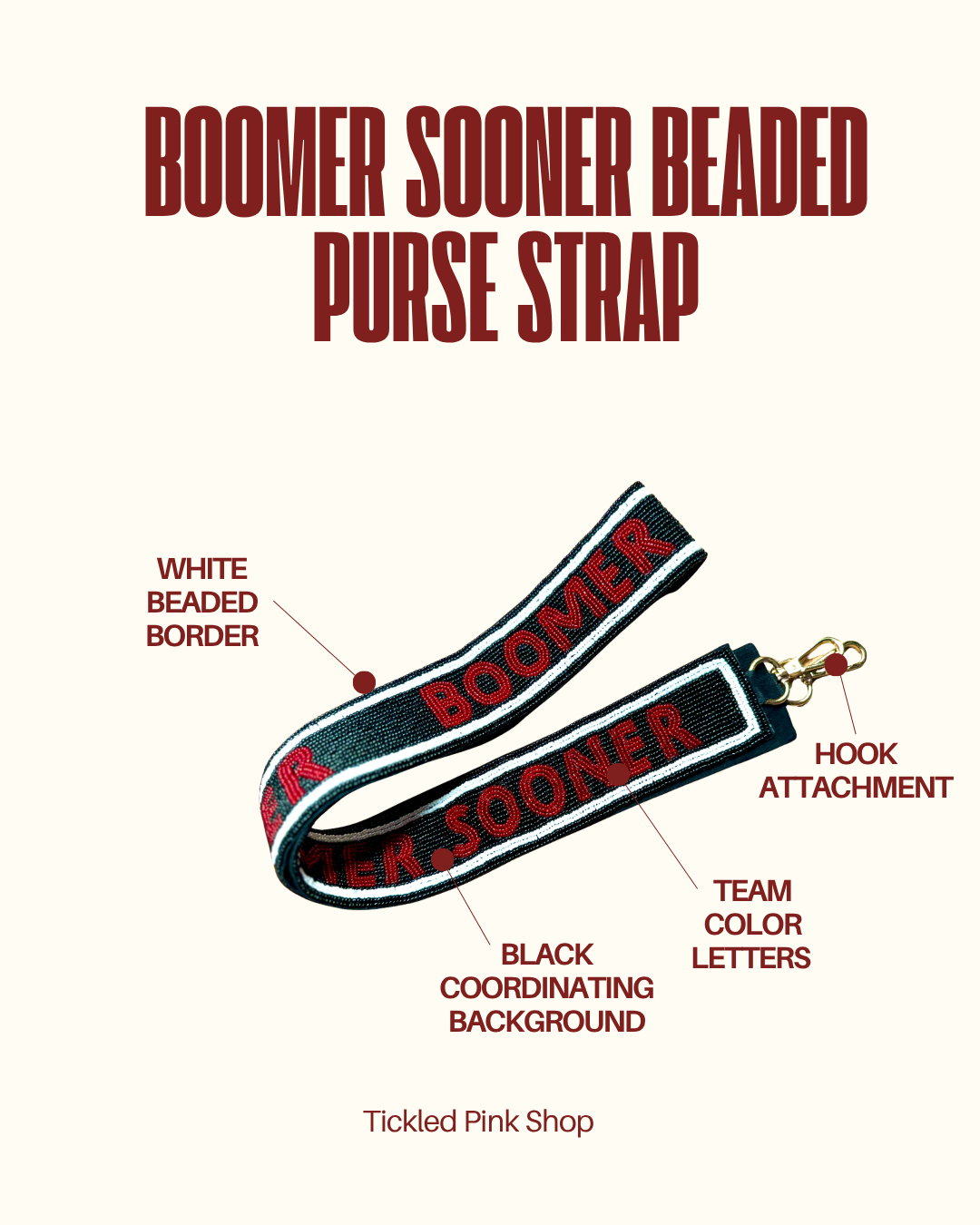 Boomer Sooner Beaded Purse Strap