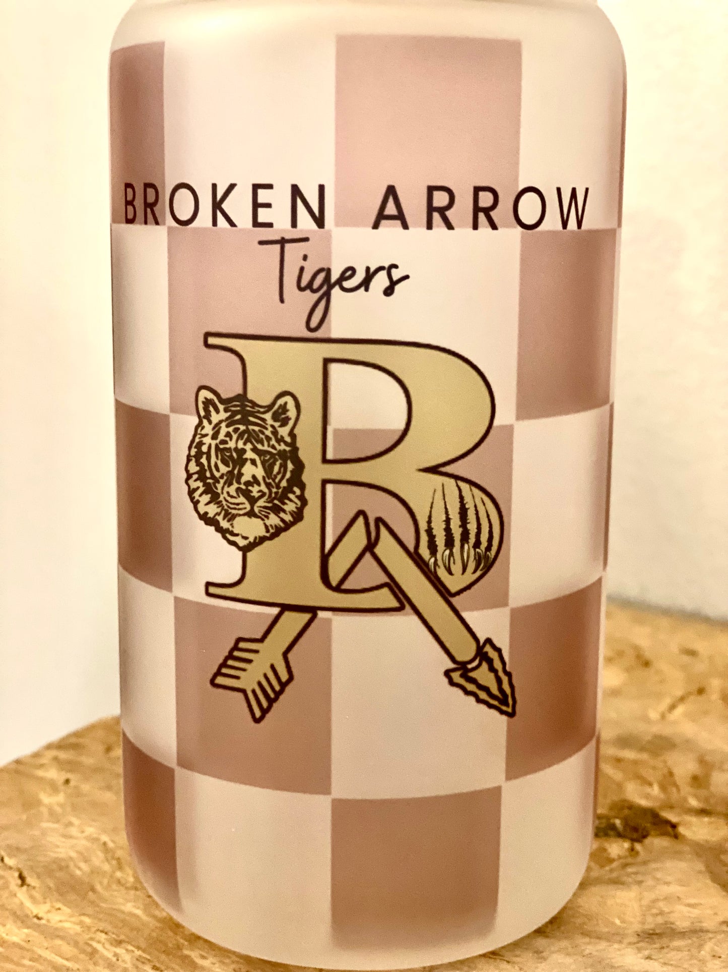 BA Tigers Black & Gold Glass Can Cup