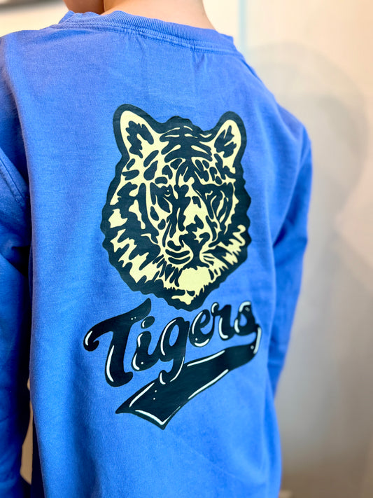 Retro Tigers Long Sleeve Tee Youth/Adult Sizes (3 Colors Available)