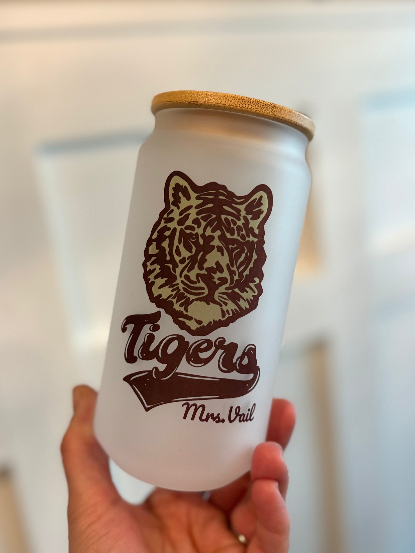 Tiger Mascot Frosted Glass