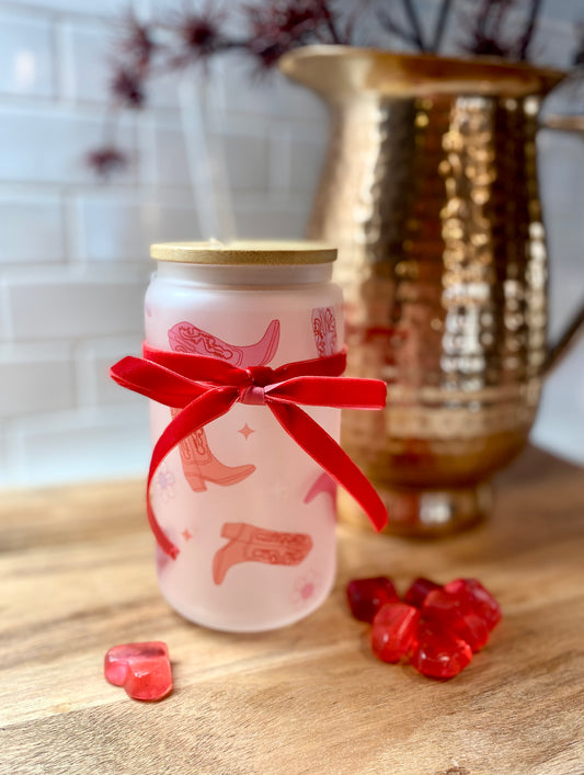 Cowgirl Boots Glass Can Cup