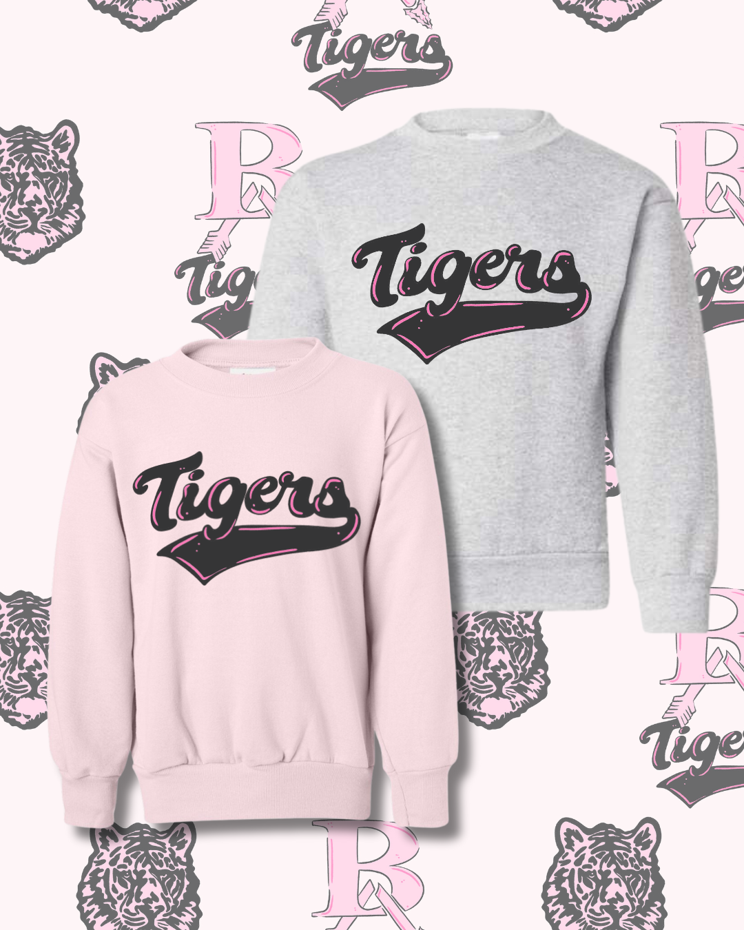 Pink Classic Tigers Youth Sweatshirt (2 Colors Available)