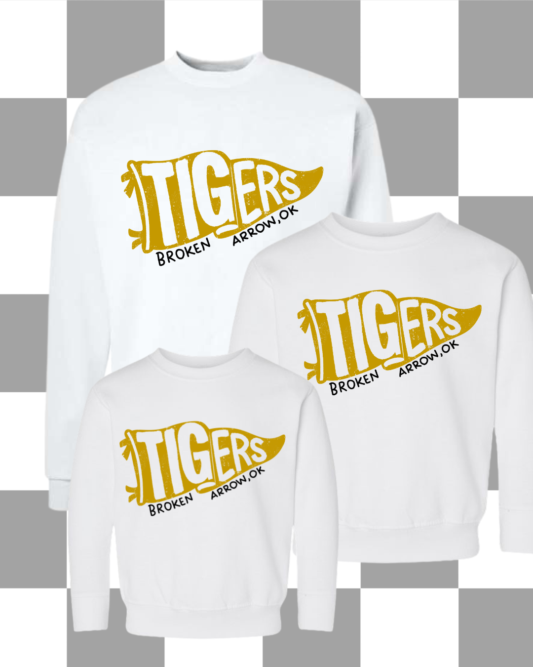 BA Tigers Sweatshirt (Adult, youth, toddler Sizes)