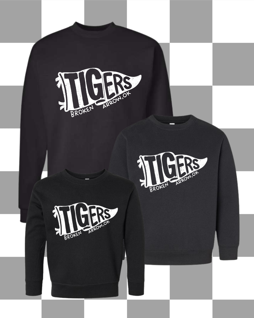 BA- Tigers Flag Tee/Sweatshirt Adult, Youth, Toddler Sizes (3 Colors Available)