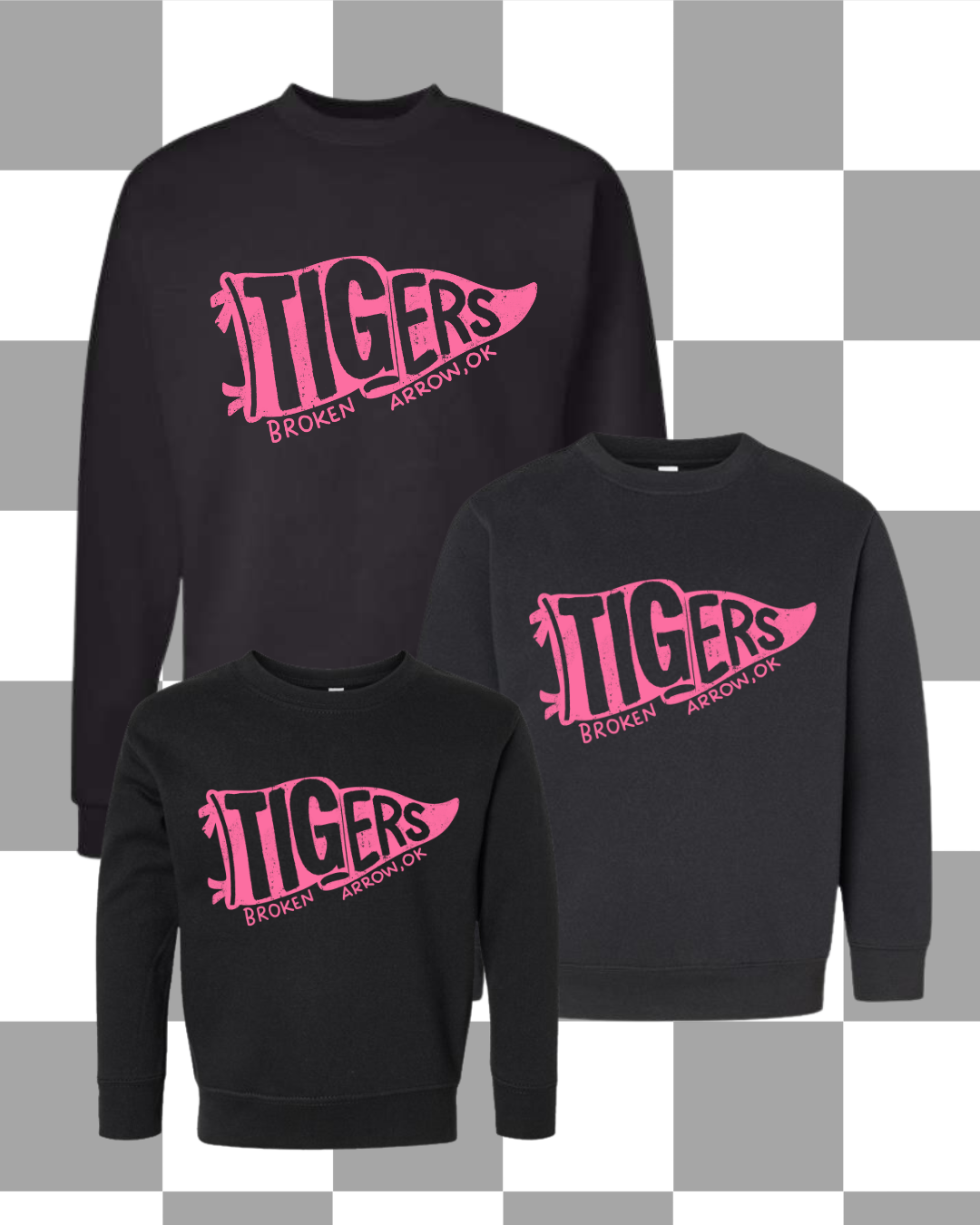 BA- Tigers Flag Tee/Sweatshirt Adult, Youth, Toddler Sizes (3 Colors Available)