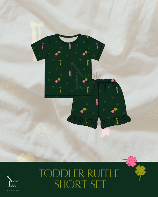 Lucky Clover Toddler Ruffle Shorts Set