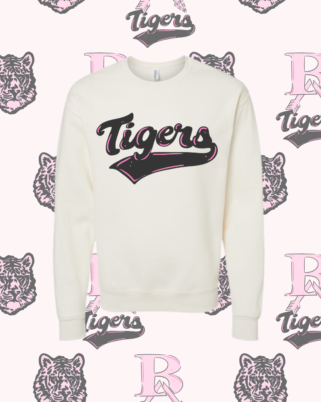 Pink Classic Tigers Adult Sweatshirt (3 Colors Available)