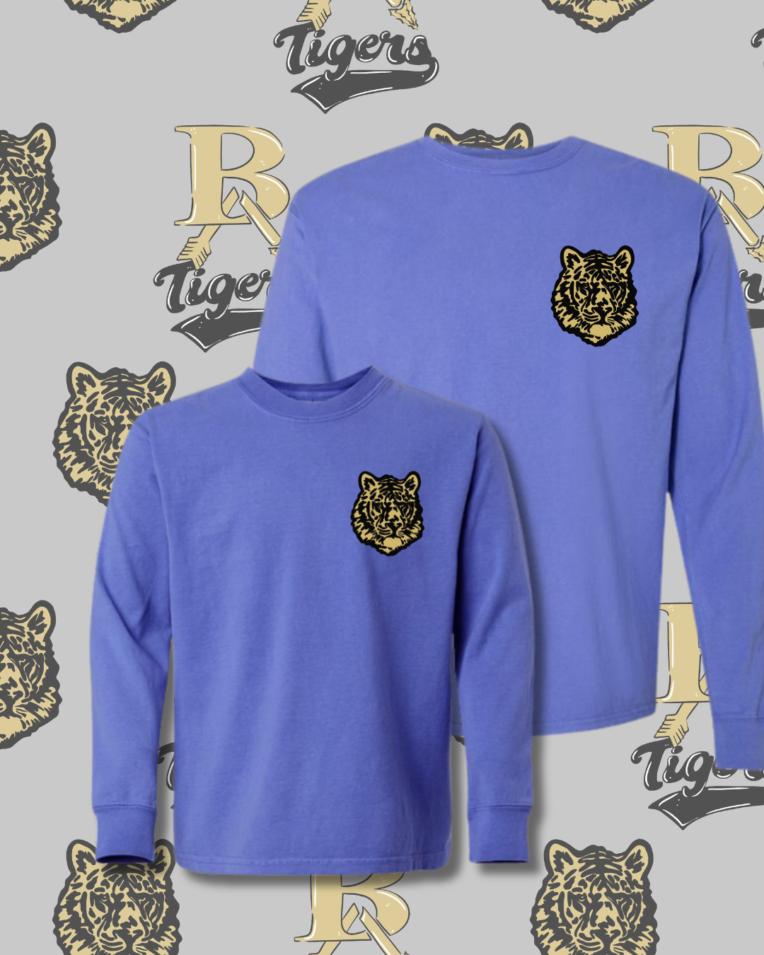 Retro Tigers Long Sleeve Tee Youth/Adult Sizes (3 Colors Available)