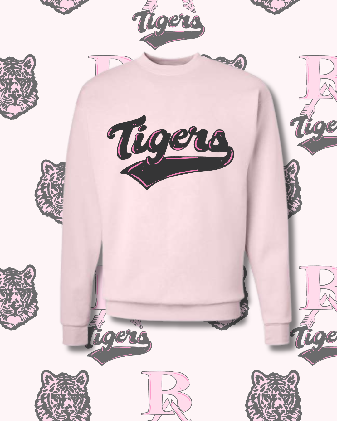 Pink Classic Tigers Adult Sweatshirt (3 Colors Available)