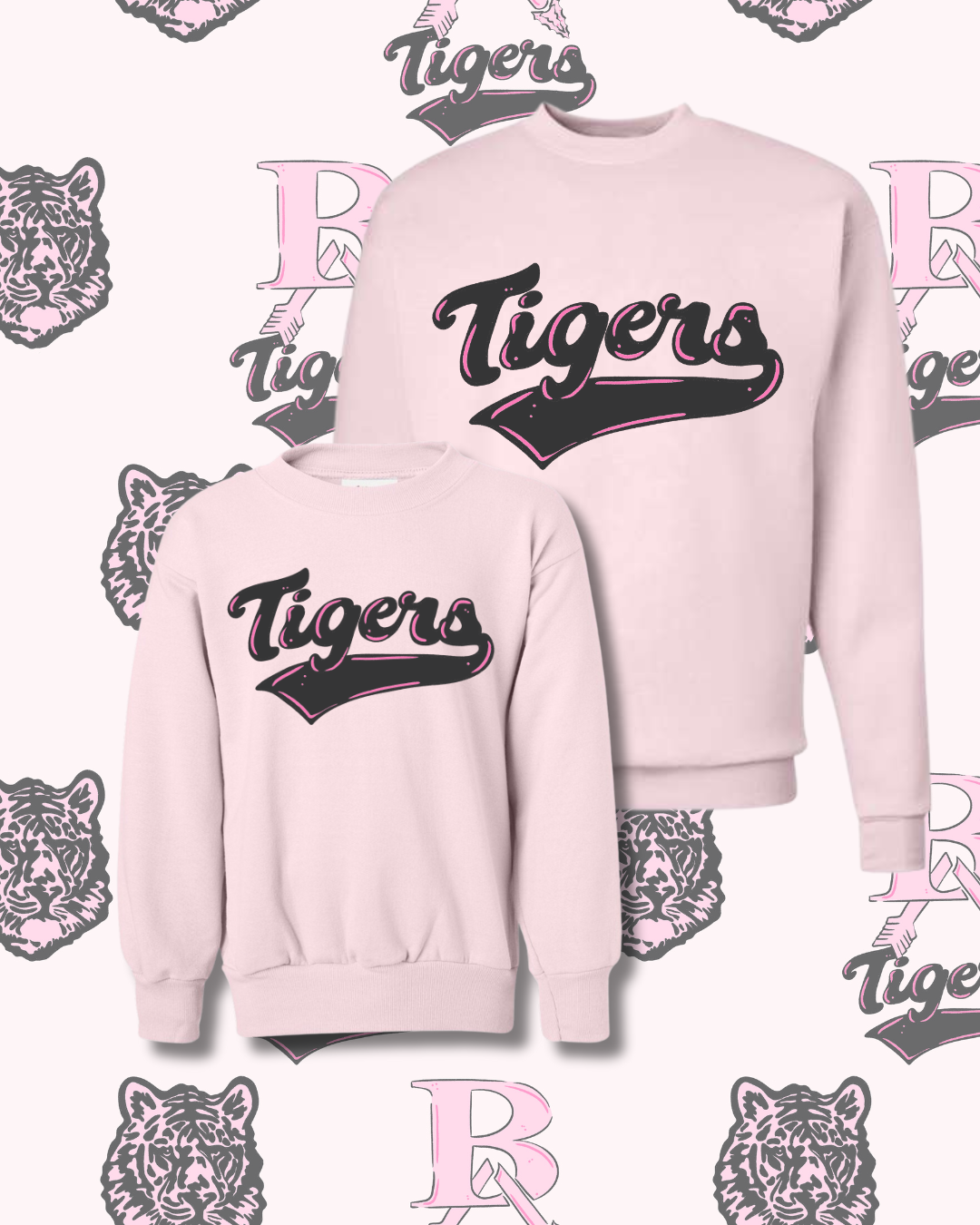 Pink Classic Tigers Youth Sweatshirt (2 Colors Available)