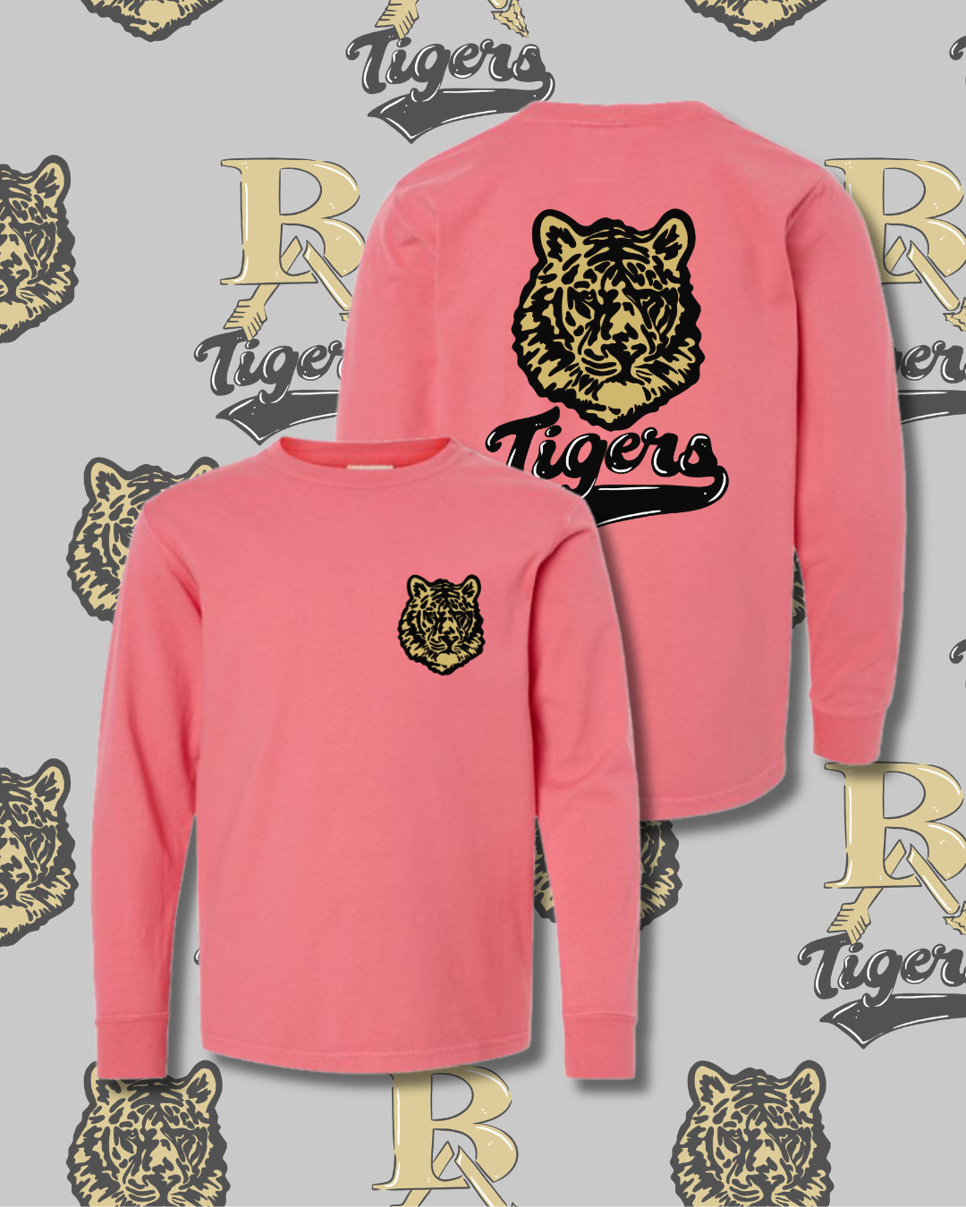 Retro Tigers Long Sleeve Tee Youth/Adult Sizes (3 Colors Available)