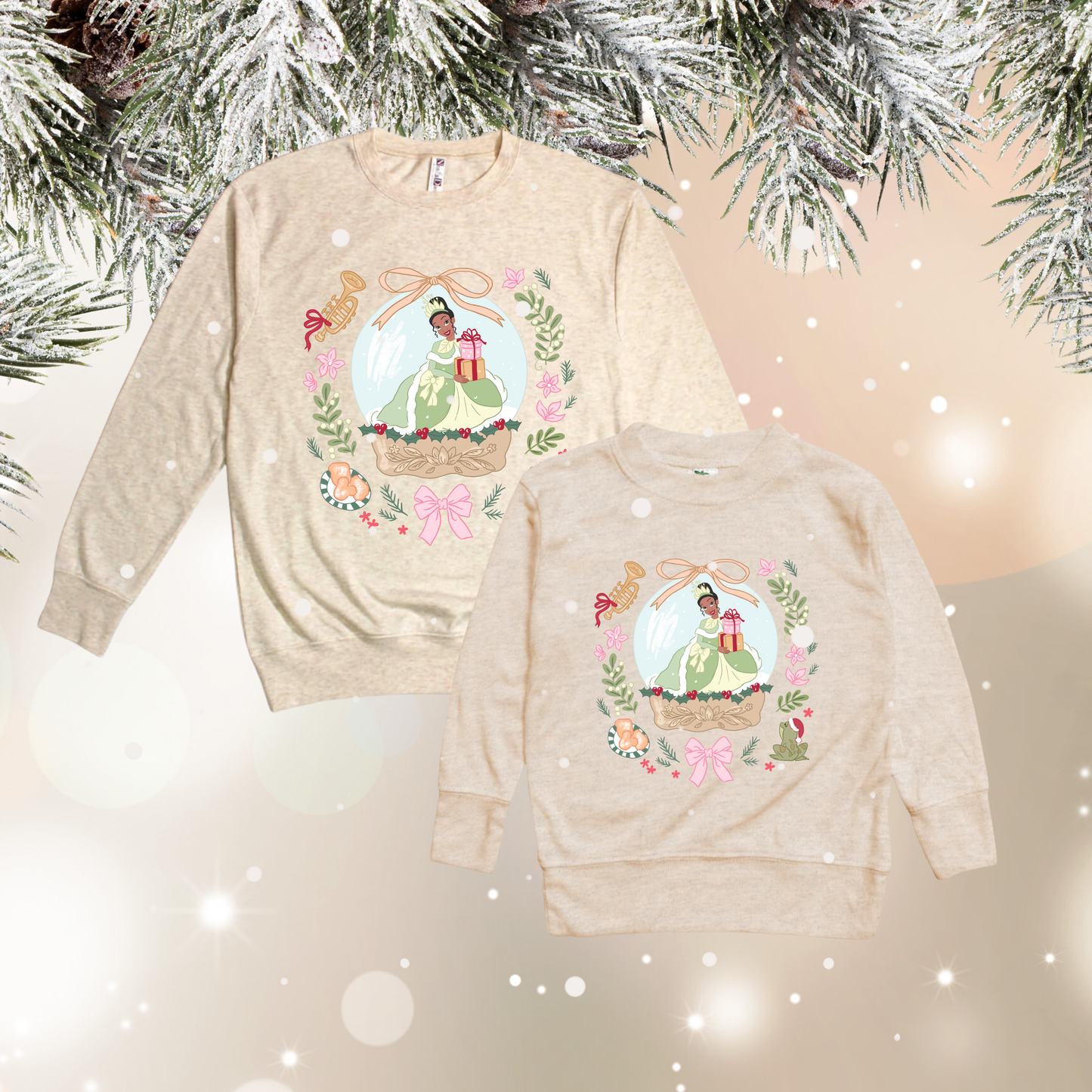 Frog Princess Christmas Oatmeal Crewneck (Matching Sizes)