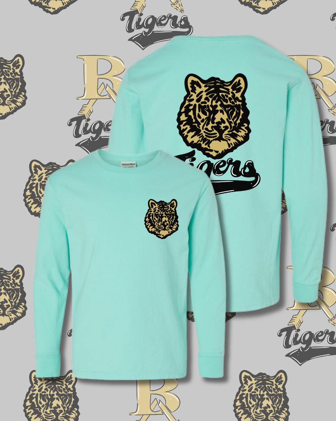 Retro Tigers Long Sleeve Tee Youth/Adult Sizes (3 Colors Available)