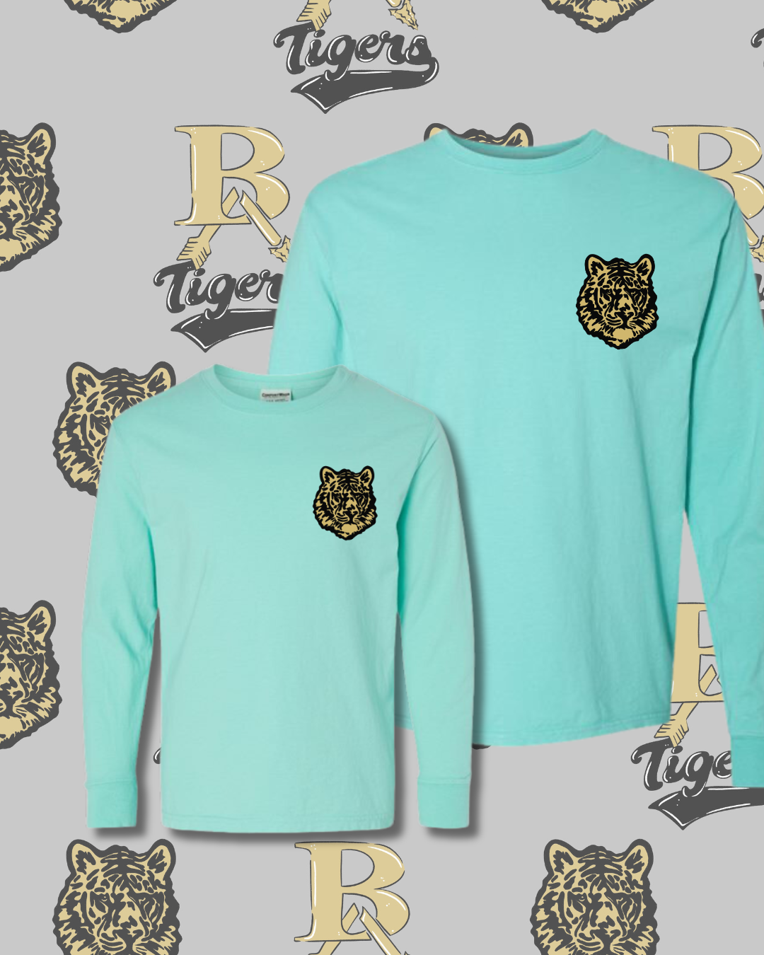 Retro Tigers Long Sleeve Tee Youth/Adult Sizes (3 Colors Available)