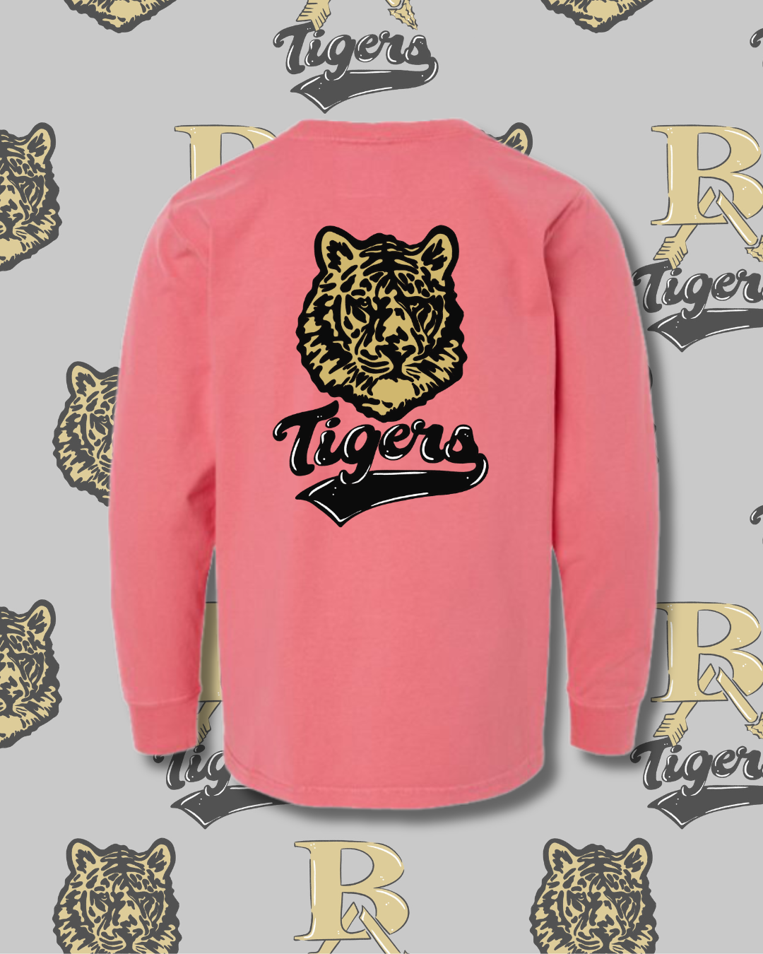 Retro Tigers Long Sleeve Tee Youth/Adult Sizes (3 Colors Available)